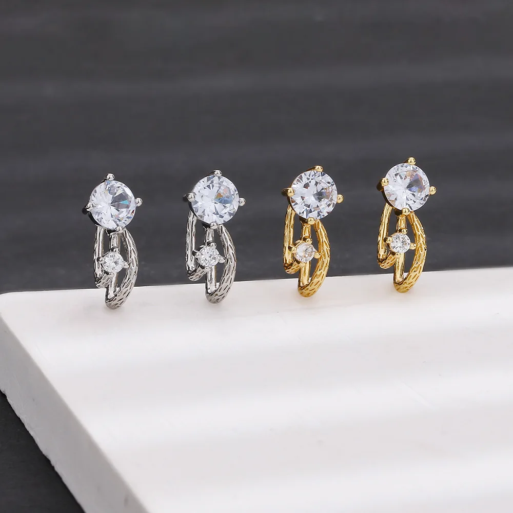 أقراط أذن للنساء ، كريستال أنيق ، بدون ثقب ، مشبك أذن Y2k ، اتجاه الحلزون المداري ، مجوهرات المصمم ، EF061 ، 1 #4