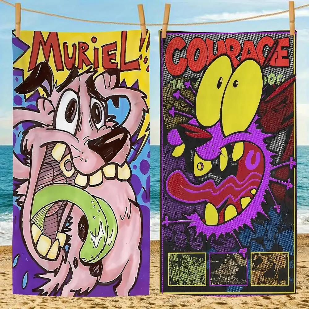 C-COURAGEOUS C-Cowardlys Dog Anime Beach Swimming Towel Soft Absorbent Washcloth Children's Gifts for Kids Travel Camping Gym