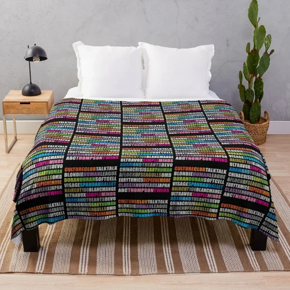 

80s new wave music black Throw Blanket All Weather Soft Throw Blanket for Sofa