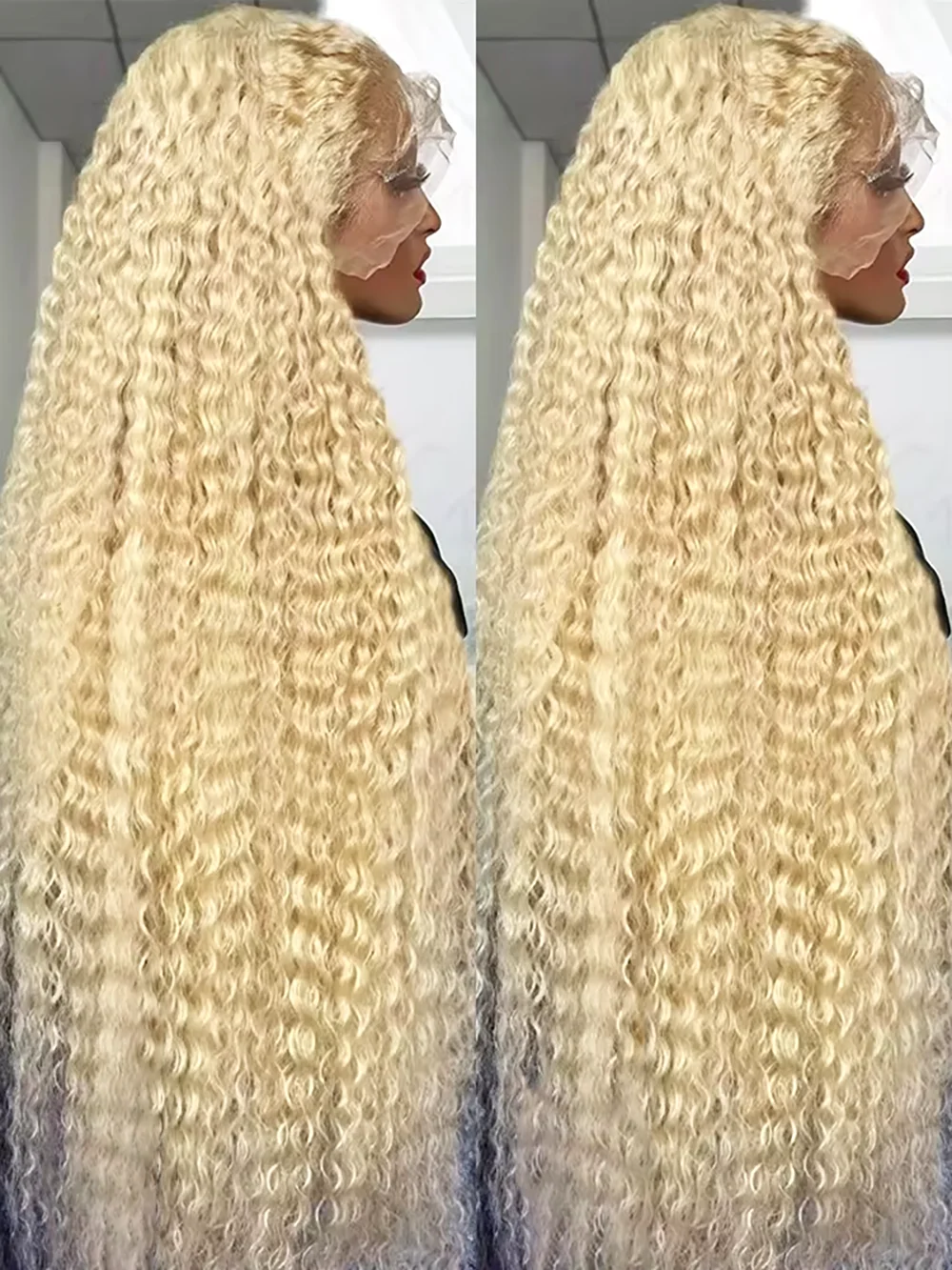 613 Perruques frontales dentelle blonde Cheveux humains 13x6 Perruques dentelle Deep Wave brésilienne HD naturelles bouclées
