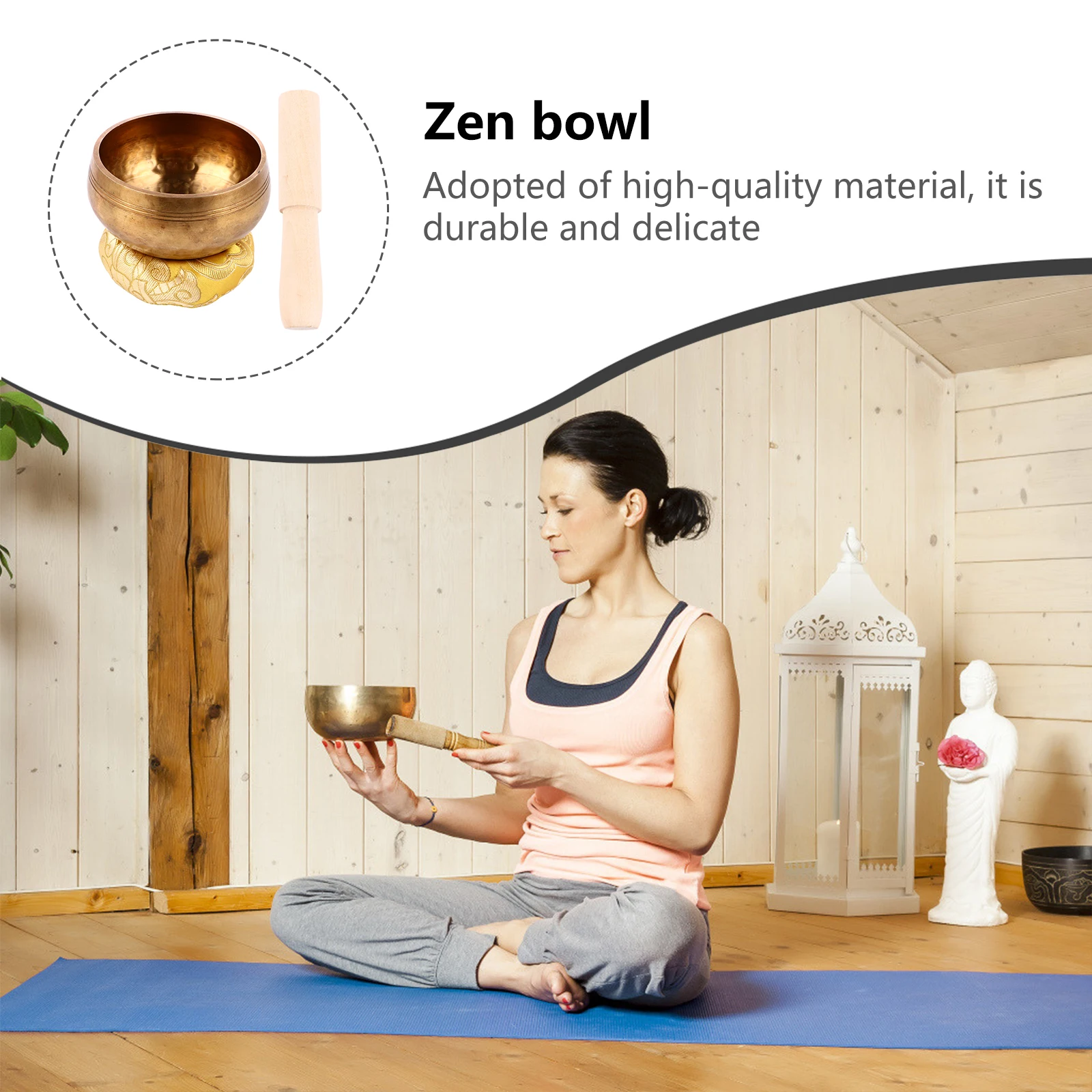 

1 Set Copper Wood Tibetan Singing Bowl Set Meditation Sound Bowl Spiritual Healing Gift