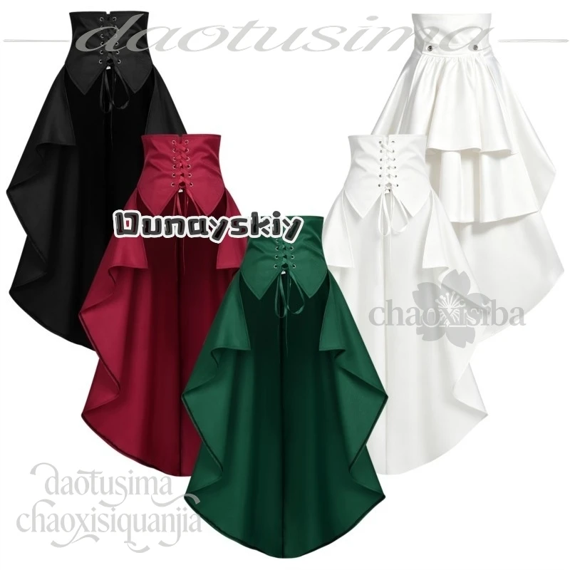 KS*02Medieval High Waist Asymmetrical Skirt Colors Punk Gothic Lolita Performance Costume Cosplay 2026 Halloween pirate-style