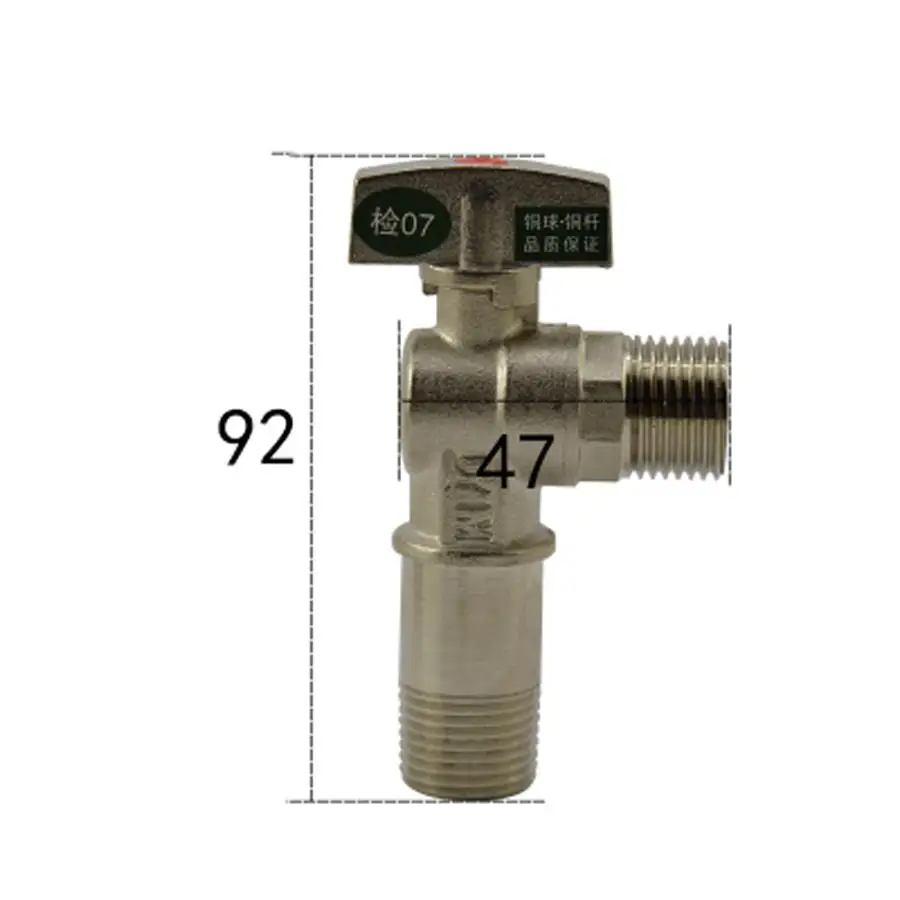 

1/2" BSP Male Ball Angle Valve Elbow 90 Degree Hole Size 9.5mm Water Gas Oil Height 92mm