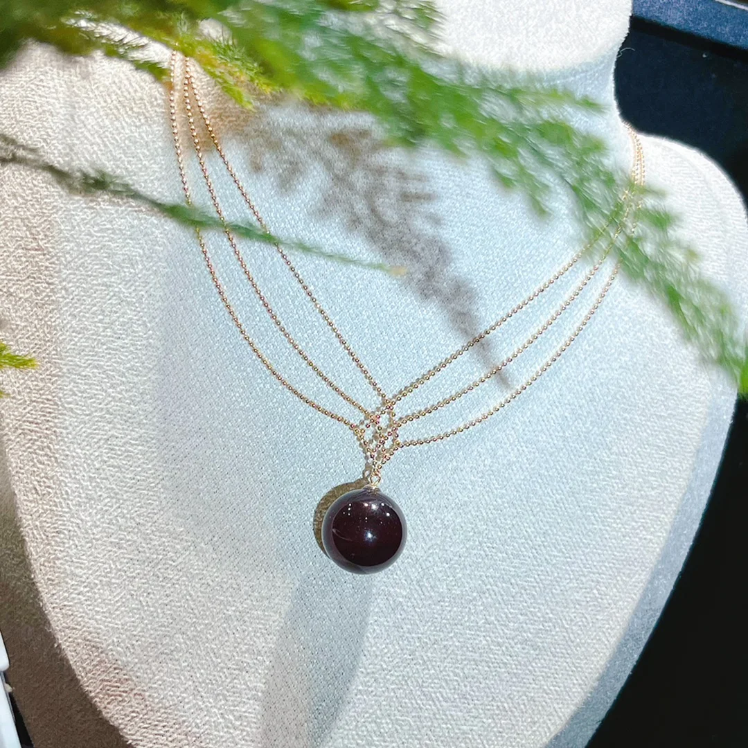 

Women's Blood Amber Pendant Necklace 15mm Sterling Silver Rose Gold Plated Layering Chain Gift for Her Valentine Love Jewelry