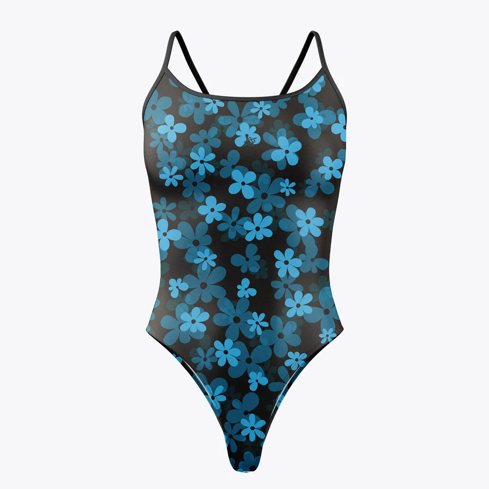 Hupi 2022 New One-piece Sexy Swimsuit Digital Print Bathing Suits Competition Swimwear Floral Female OpenWater Swimming Practice