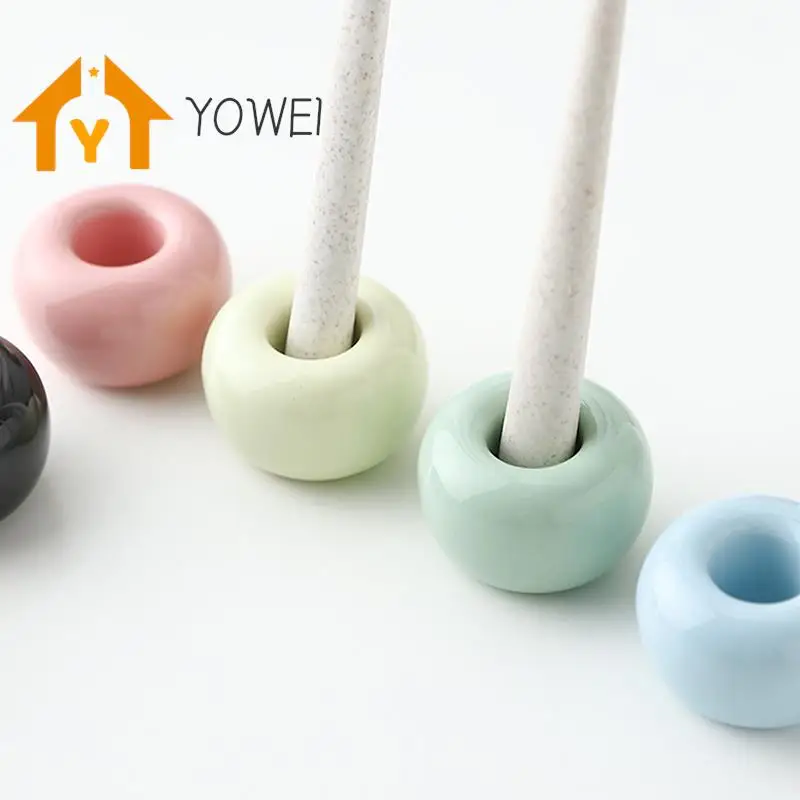 Mini Toothbrush Holder Ceramics Multi-Function Storage Stand Makeup Pen Holder For Home Bathroom Decoration