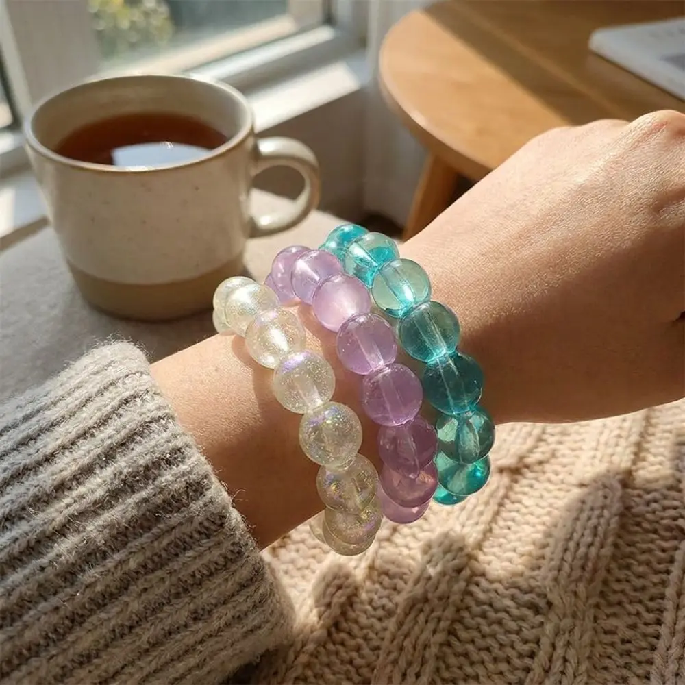 3PCS Elastic Crystal Bead Squeeze Bracelet Sensory TPR Soft Stress Wristband Hand Relax Stretch Fidget Bracelet Birthday Gift