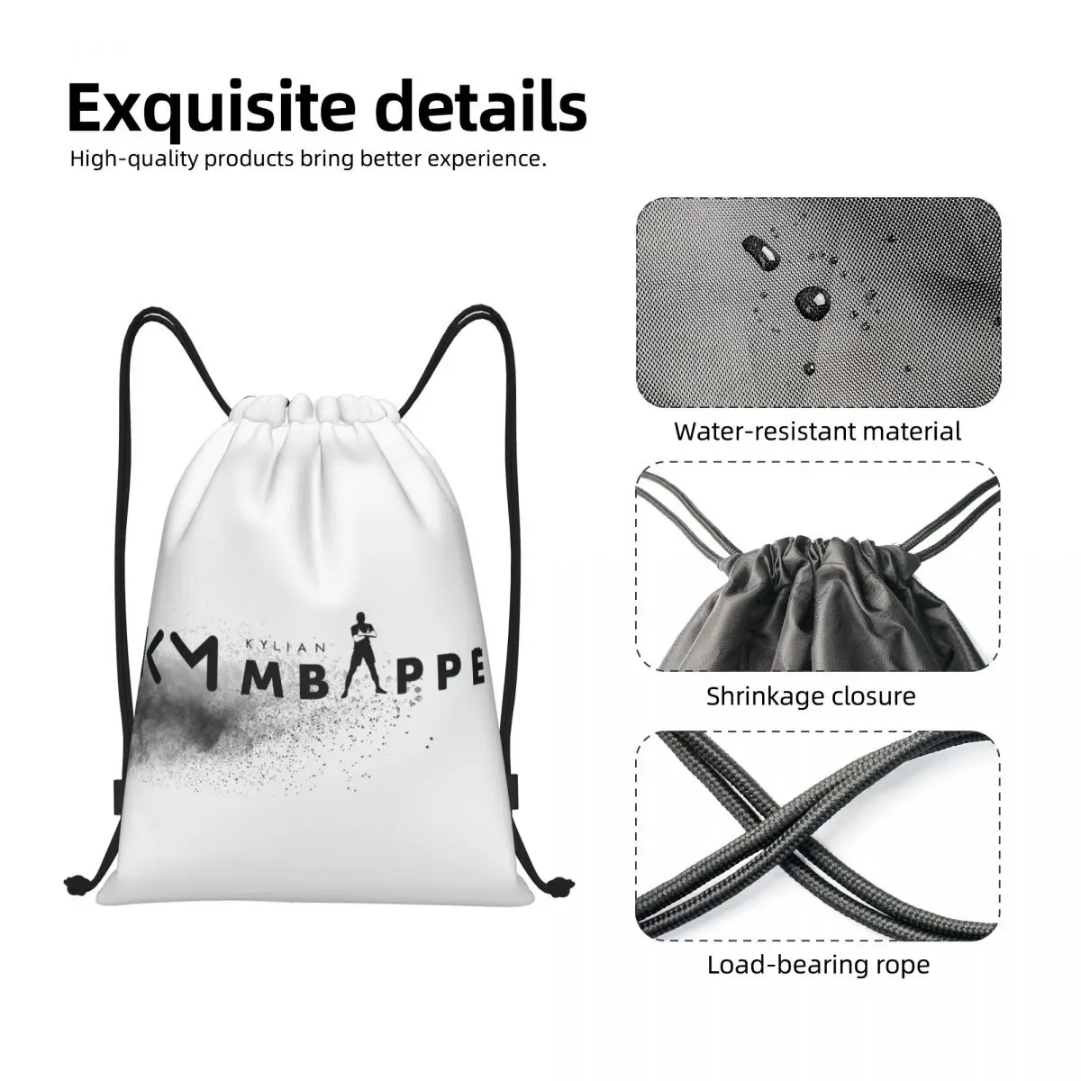 Custom Km Mbappes Voetbal Trekkoord Rugzak Vrouwen Mannen Gym Sport Sackpack Opvouwbare Trainingstas Zak