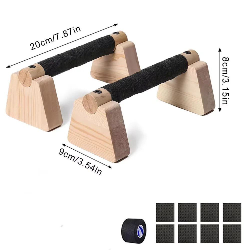 1 paar houten push-up bar, voor thuistraining parallettes bars, push-up standaard oefenapparatuur handstandblokken voor mannen en vrouwen - afbeelding 1