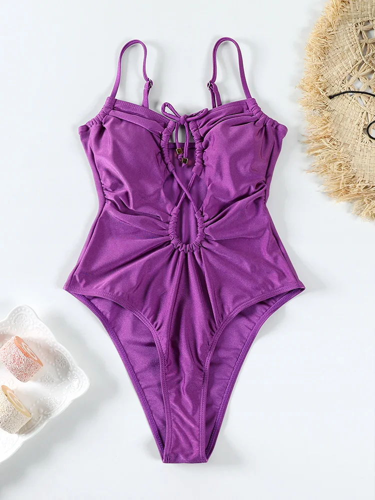 ZRTAK عالية قطع قطعة واحدة ملابس السباحة النسائية 2025 الجوف خارج ملابس السباحة ضمادة ثوب السباحة مثير Biquini البرازيلي بحر