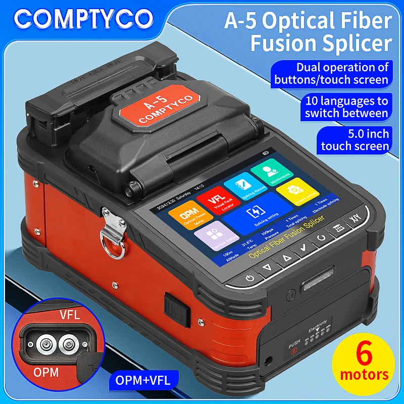 A-5 Fiber Optic Fusion Splicer Optical Core Welder Splicing Machine With VFL OPM Tool Kits