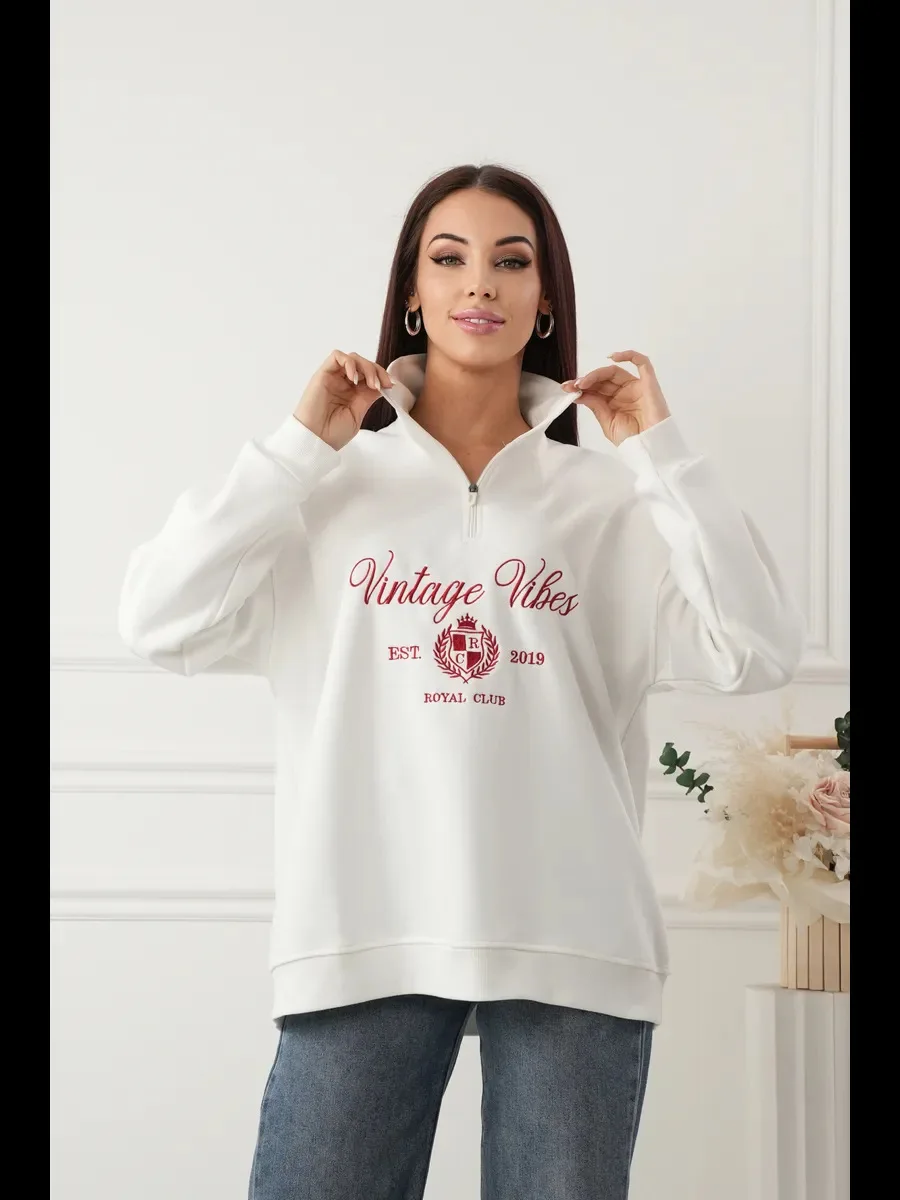 

Изысканный свитер с крупным принтом-алфавитом, на молнии до середины груди, из плюшевого флиса, утолщенный, уютный, повседневный худи