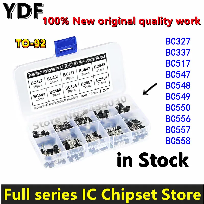 (200pcs/Lot) New BC327 BC337 BC517 BC547 BC548 BC549 BC550 BC556 BC557 BC558 Transistor Assortment Kit Transistors