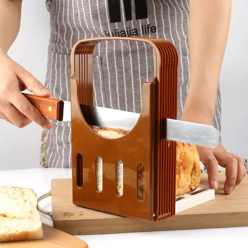 

New Toast Bread Slicer Plastic Foldable Loaf Cut Rack Cutting Guide Slicing Tool Kitchen Accessories Practical Cakes Split Tools