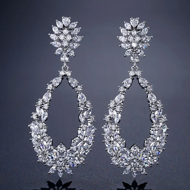 ZAKOL Luxury Buling Mirco Paved Cubic Zircon Dangle Drop Earrings For Women Exquisite Bridal Earring Wedding Jewelry