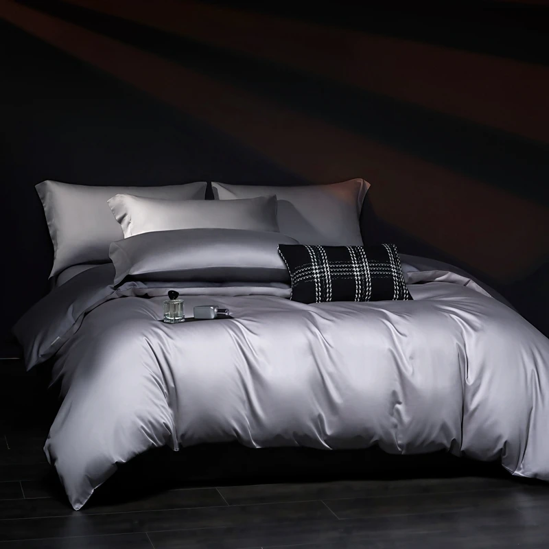 

2025 Hot - selling 5A Antibacterial Pima Cotton Solid Bedding, High - Quality All - Cotton, Simple Design, Queen Size Bed
