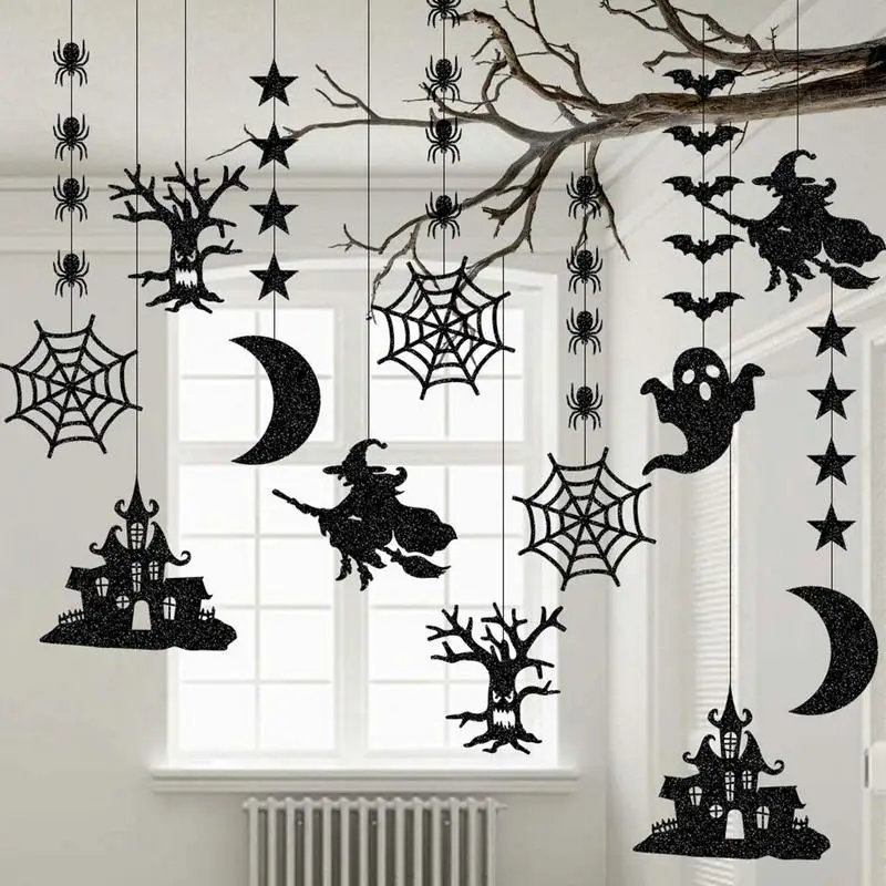 Pingente De Papel De Dia Das Bruxas, Aranha, Bruxa, Fantasma, Morcego, Decoração Para Porta Da Frente, Sinais De Dia Das Bruxas, Decoração De Porta