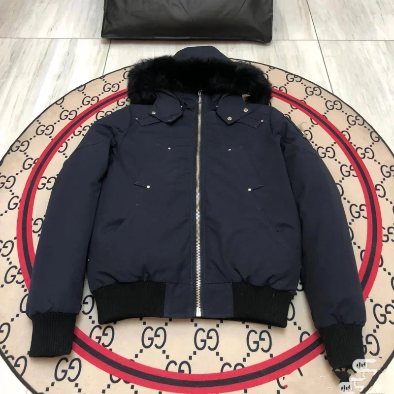 Mo * se knuckkl * s cor sólida à prova de vento colheita puffer jaqueta inverno grosso estilo curto 90% branco ganso para baixo jaqueta dos homens outerwear