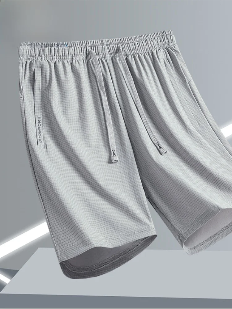 

Paul High Elastic Ice Silk Loose Beach Pants Men's Me Breathable Qui Dry ort Casual Trousers Faionable Urban Sle