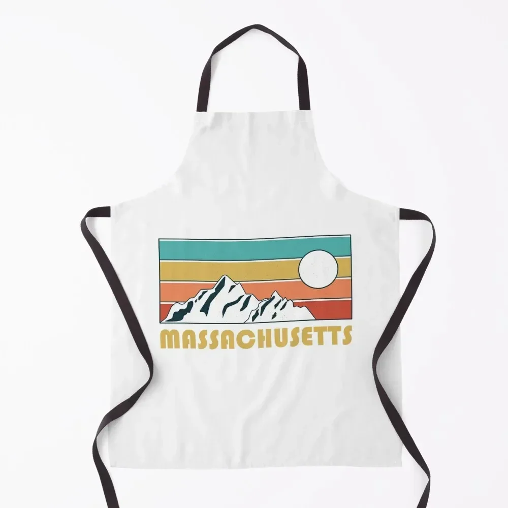 

Massachusetts Retro Vintage - Massachusetts Mountain Souvenir - Gift - Hometown Hiking Nature Apron men For Woman Apron