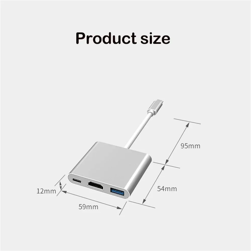 3 في 1 USB C إلى HDMI محول USB 3.1 Hub Type C محول شحن لأجهزة الكمبيوتر المحمول Samsung S23 Ultra Huawei Xiaomi Macbook