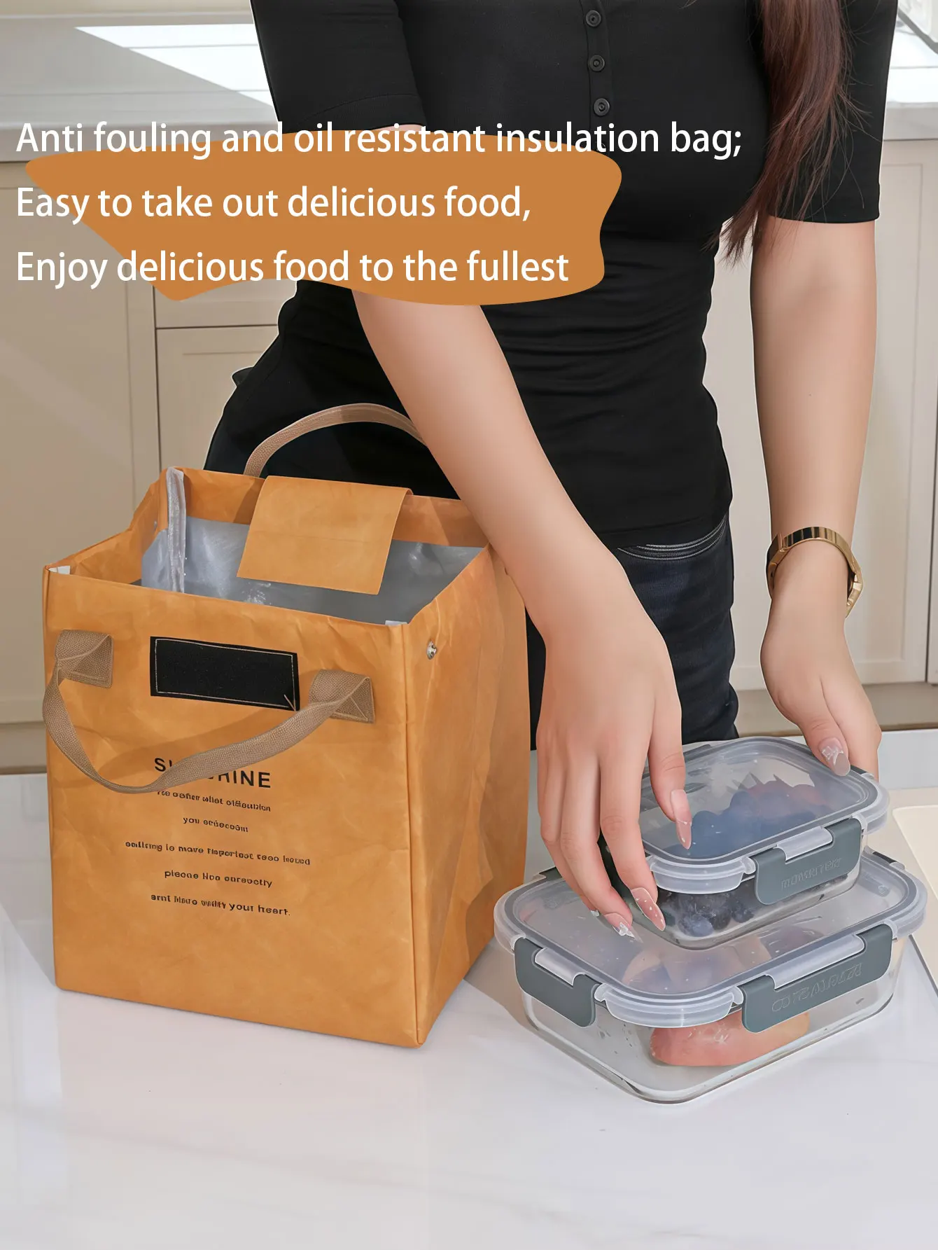 1 Stück Handliche Lunchbox-Tasche für Büroangestellte, schmutz- und ölfest, Winter-Lunch-Tasche mit Reis-Isolierungstasche
