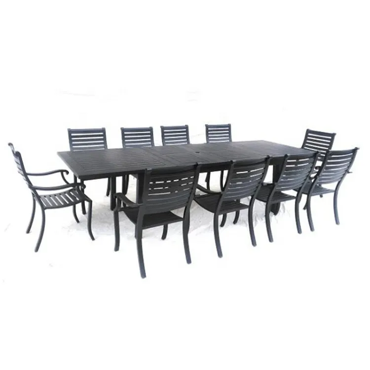 

All Aluminum Dining Set For Outside Extend Table And Armchair Chair Patio Set 10 Seater Aluminum Dining Set