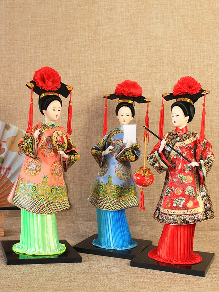 Chinese Style Restaurant Decorative Ornaments Qing Dynasty  Maid Special Gift Artisan Craft Silk Figure Jiangsu Province