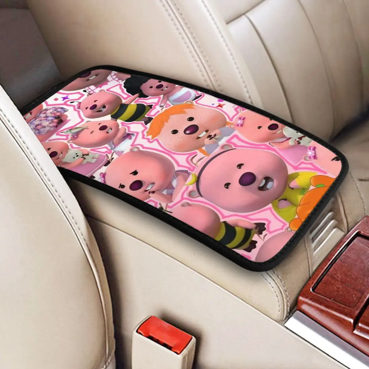 Loopys Plaid Korea Zanmang Car Armrest Cover Mat Universal Center Console Cover Pad Car Accessories