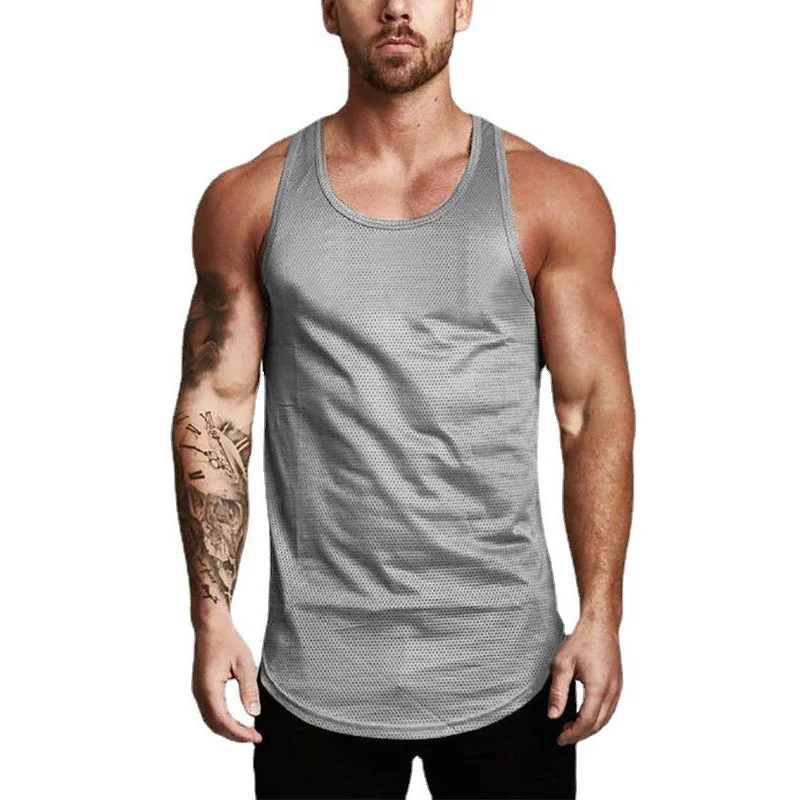 Summer Quick Dry Mesh Gym Clothing Bodybuilding Tank Top Men Fitness Singlets Sleeveless T Shirt Male Muscle Vest