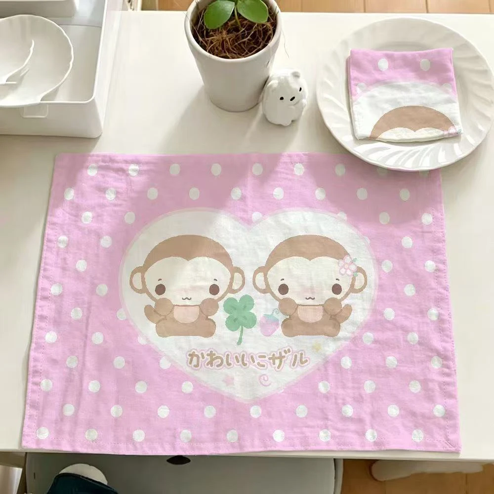 Retro Niedliche Affen-Tischdecke für Wohnheim Schlafzimmer Cartoon Polka Dot Handgemachte Dekoration Tischunterlage Staubdichte Tischdecke – Detail 5