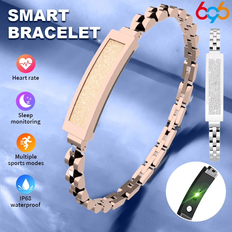 

Ультратонкий браслет, водонепроницаемый умный браслет-цепочка для женщин, приложение с подключением через Bluetooth, мультиспортивный монитор сердечного сна для женщин