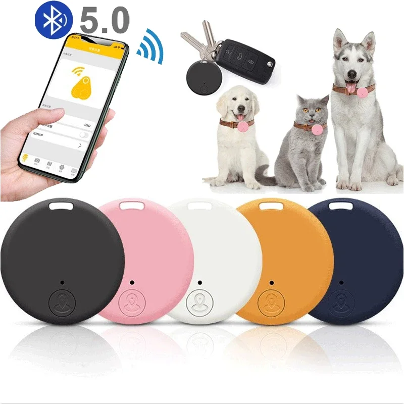 Rastreador Circular con Bluetooth, localizador de posicionamiento GPS, Mini dispositivo antipérdida, billetera para niños y mascotas, accesorios de