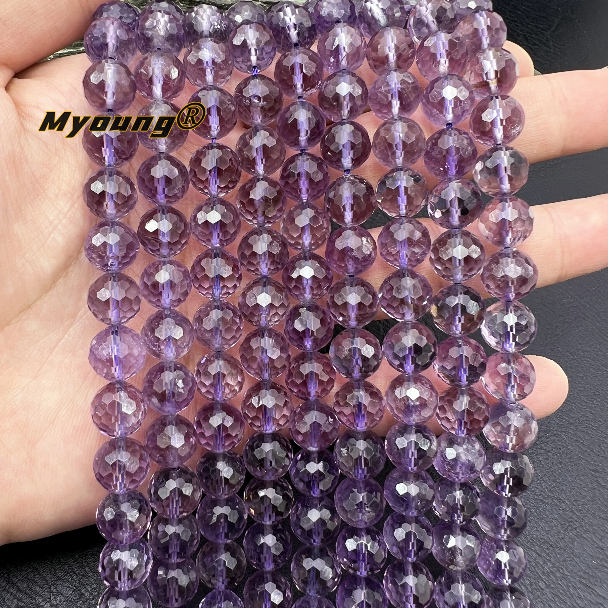 10MM Natural Brazilian Amethysts Purple Crystal Round Faceted Loose Beads For DIY Bracelet Necklace Jewelry Making MY240401