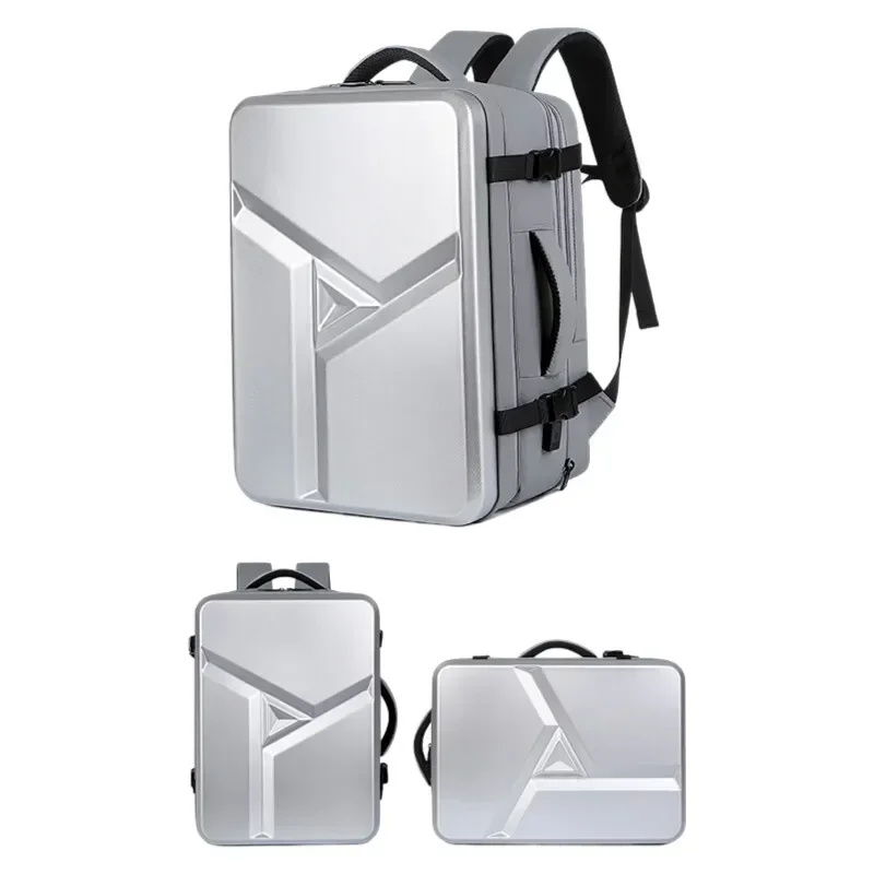 Men's 50L Expandable ABS Hard Shell Rucksack Water-Resistant 17” Laptop Bag Featuring USB Port Stylish 2-in-1 Rucksack & Tote