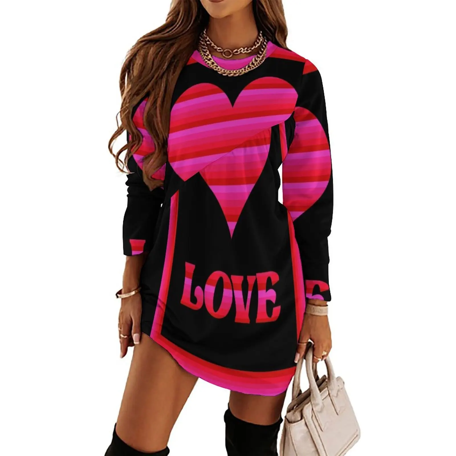 

Women’s Valentine’s Day Gift – Love Long Sleeved Dress summer outfits for women 2024 prom clothes