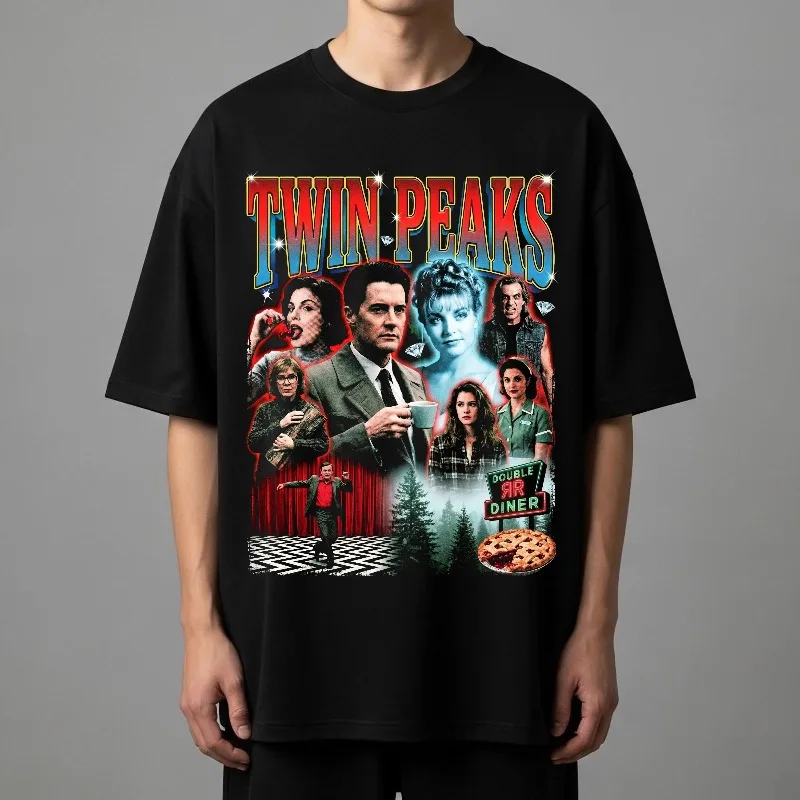 Camiseta Twin Peaks estilo vintage do programa de TV dos anos 90, camiseta Laura Palmer Dale Cooper, camiseta unissex de verão, solta e respirável, de algodão