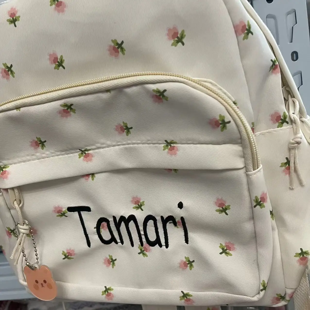 Floral Backpack Personalised Embroidery Name Kawaii Girls Casual Daypack Ladies Rucksack Unique Gift for Young Ladies Handbags