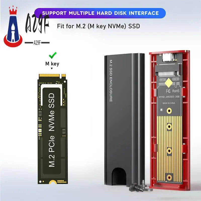 

A29F-M2 SSD NVME Корпус M.2 к USB 3.1 SSD Box Корпус для M.2 Pcie Nvme M Key 2230/2242/2260/2280 Бесплатный адаптер для инструментов