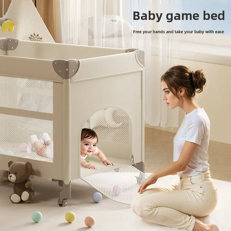 Tempat Tidur Bayi Lipat Portabel yang Dapat Diubah dengan Stasiun Pengganti Popok yang Dapat Disesuaikan untuk Bayi Baru Lahir Desain Modern yang Aman untuk Bayi Laki-laki dan Perempuan.