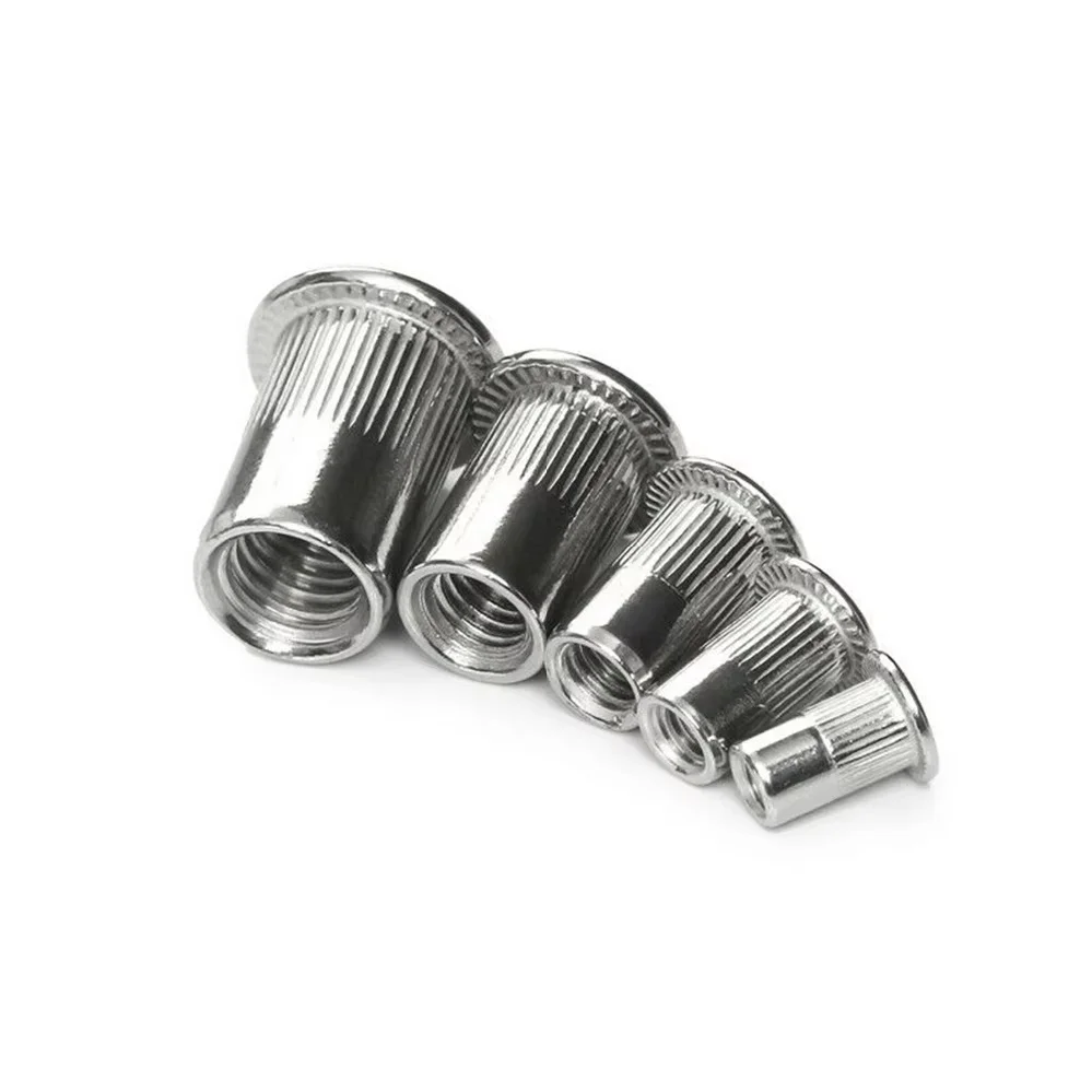 XLGYLPRO 150Pcs 304 Stainless Steel Rivet Nut Assortment Kit M3-M8 Flat Head Threaded Insert Blind Rivnuts Multi-Size Set