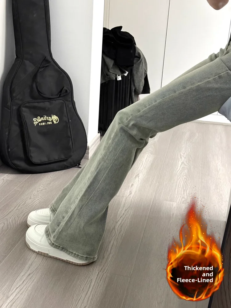 

Fce Lined Thi Джинсы-колокольчики с высокой талией, женские осенние 2024, новые эластичные утягивающие брюки-колокольчики длиной до пола