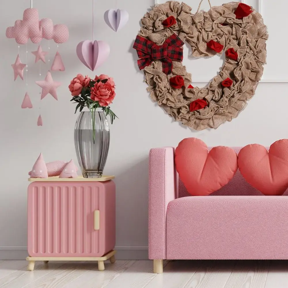 

Creative Romantic Valentines Day Wreaths Unique Exquisite Heart Shaped Wreath Reusable Wall Hanging Garlands Party Favor