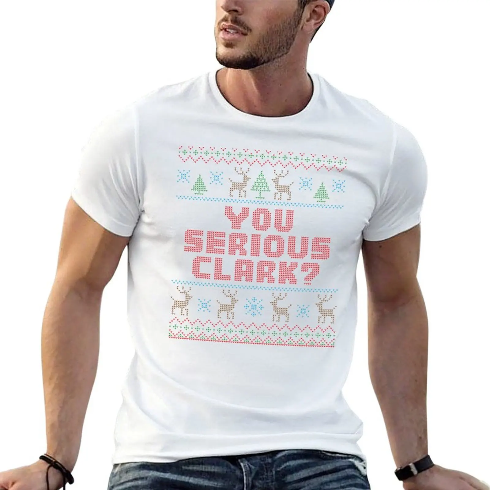 T-shirt drôle You Serious Clark pour les vacances de Noël, t-shirt en coton pour homme, t-shirt d'été