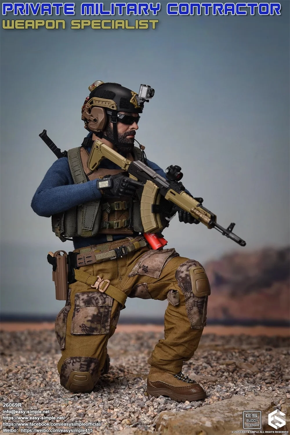 EASY&SIMPLE ES 26069R PMC USA. Lalka żołnierz Pełny zestaw Ruchoma figurka jednostki operacyjnej Około 12 "Prezent do kolekcjonowania 1/6