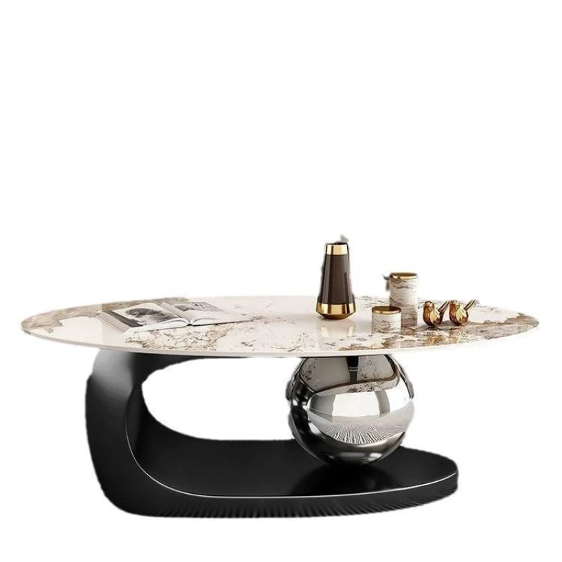

Light luxury modern rock slab oval coffee table, living room home minimalist size new creative Internet