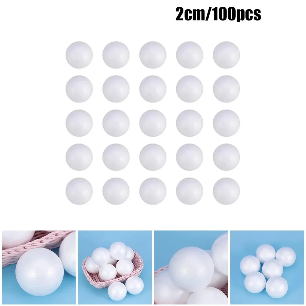 100Pcs Solid Polystyrene Round Balls DIY Craft Wedding Decoration Modeling Stuff 2-3CM DIY Raw Material Huge Foam Process Ball