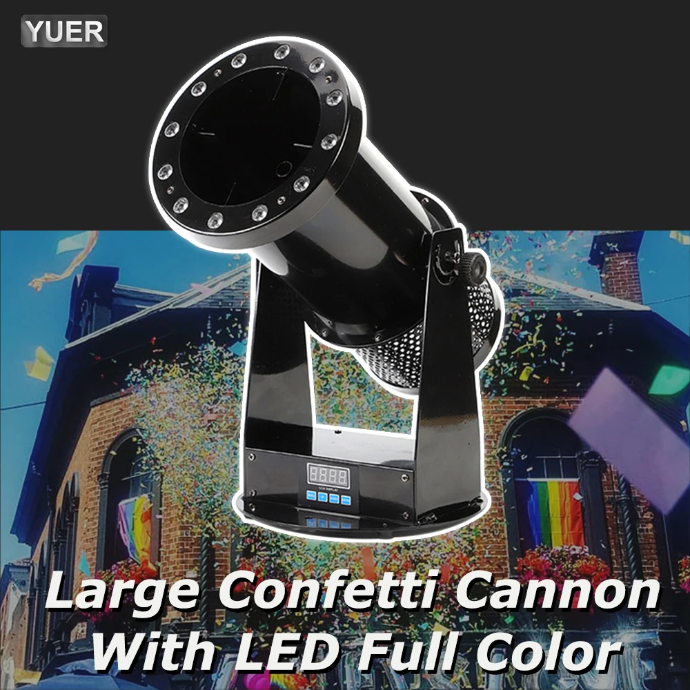 YUER Large Confetti Cannon Stage Atmosphere Wedding Event 1200W Confetti Paper Blower Machine for DJ Disco Dance Party lights