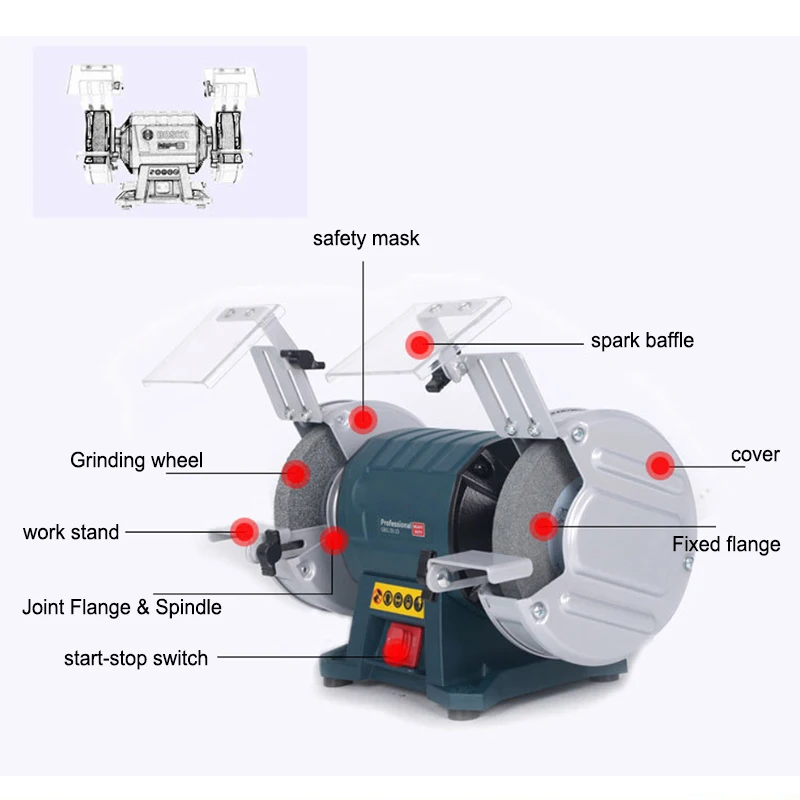 Electric Grinder GBG35-15 GBG60-20 Vertical Bench Grinder table mill metal sharpener