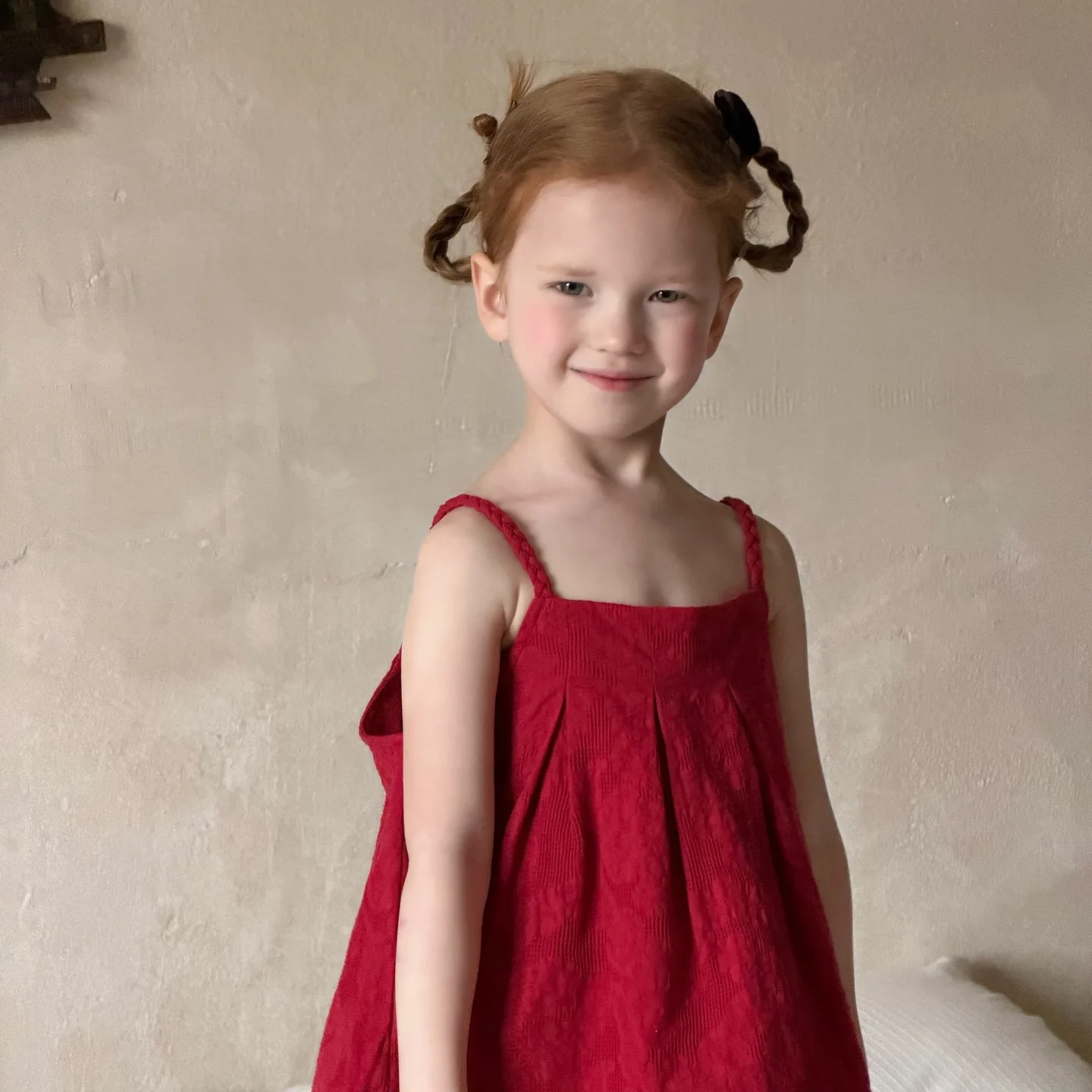 

Childrens Clothing 2026 Summer Fashion New Girls Red Sleeveless Tank Top Versatile Trendy Loose Jacquard Cotton Vest
